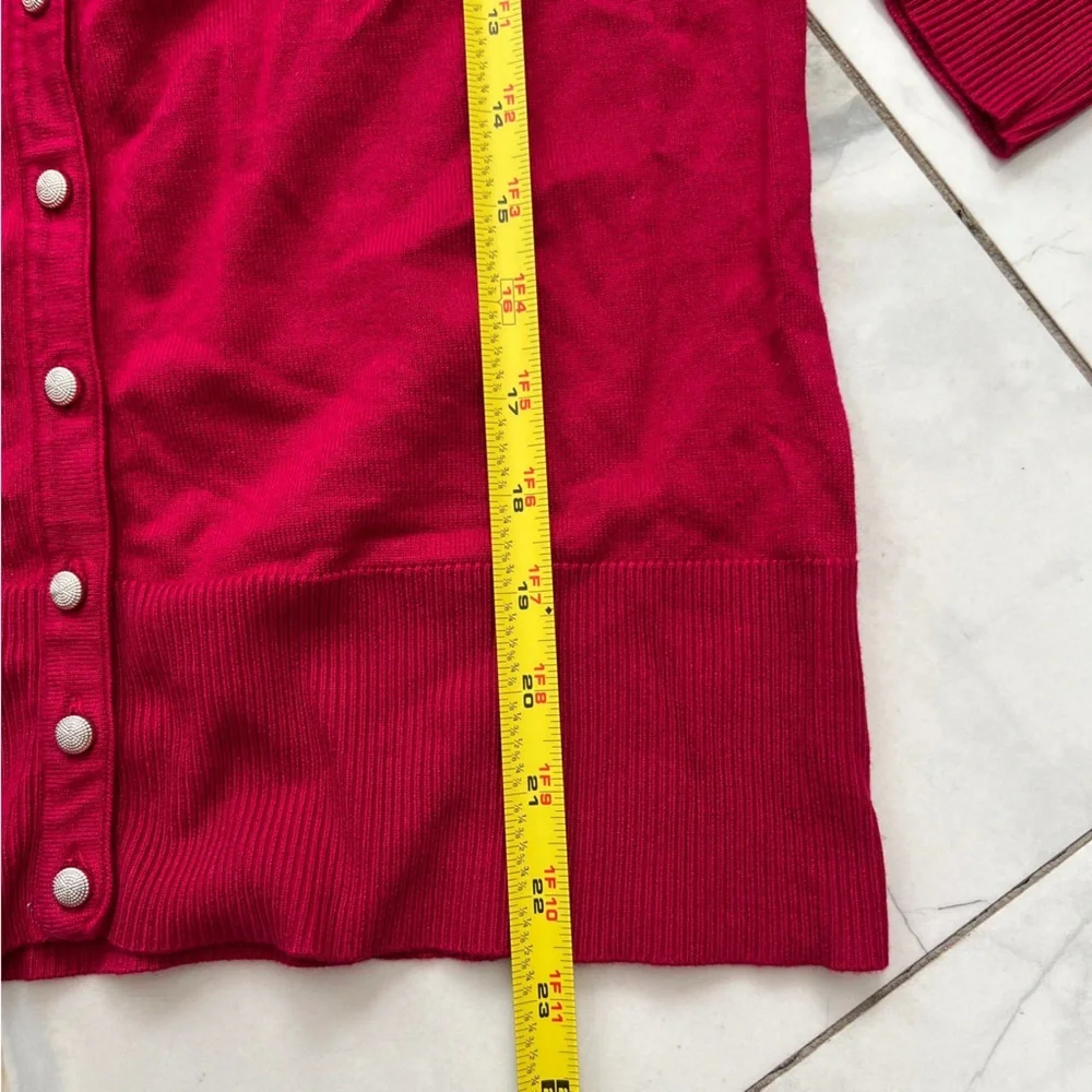 White House Black Market Crimson Hot Bright Pinkish Red Cardigan Medium - Picture 8 of 8